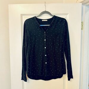 Marine Layer Black Polka Dot Women's Top